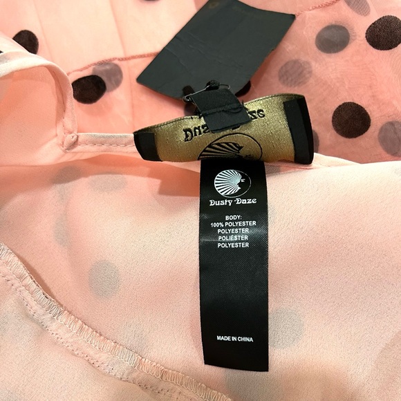 Dusty Daze Pink & Black Polka Dot Dress Womens Size L Large Sleeveless Tutu - Picture 7 of 8